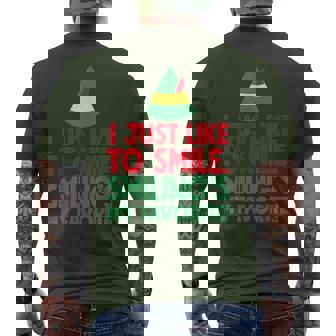 Just Like To Smile Smiling's My Favorite Elf Christmas Men's T-shirt Back Print - Seseable