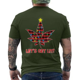 Let's Get Lit Christmas Marijuana Cannabis Weed Ugly Men's T-shirt Back Print - Monsterry