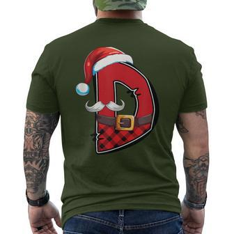 Letter D Initial Name Plaid Santa Hat Christmas Men's T-shirt Back Print - Seseable
