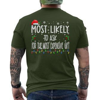Most Likely To Ask For The Most Expensive Christmas Pjs Men's T-shirt Back Print | Mazezy DE