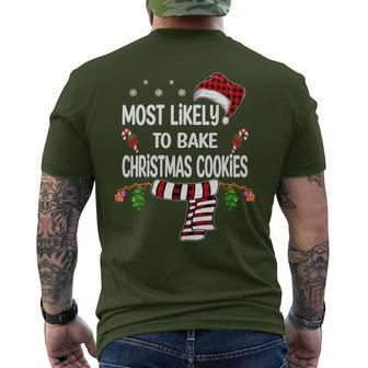 Most Likely To Bake Christmas Cookies Christmas Family Men's T-shirt Back Print - Monsterry