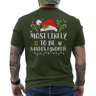 Most Likely To Be Christmas Santa's Favorite Family Pajamas Men's T-shirt Back Print - Monsterry CA