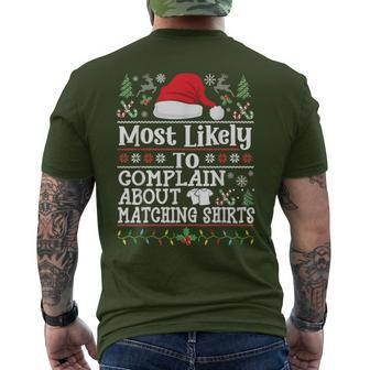 Most Likely To Complain About Matching Christmas Men's T-shirt Back Print | Mazezy DE
