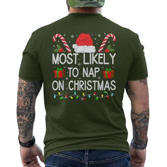 Most Likely To Take A Nap On Christmas Matching Men's T-shirt Back Print - Seseable