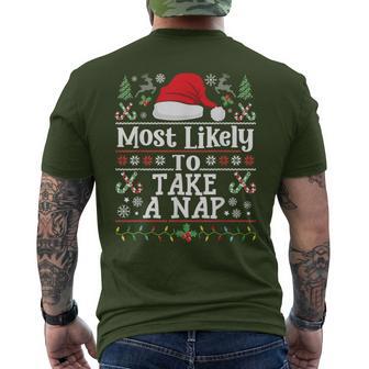 Most Likely To Take A Nap Matching Christmas Family Men's T-shirt Back Print - Monsterry DE