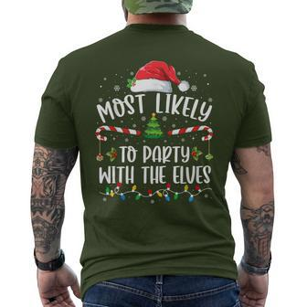 Most Likely To Party With The Elves Family Christmas Men's T-shirt Back Print - Seseable