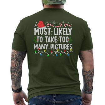Most Likely To Take Too Many Pictures Family Christmas Men's T-shirt Back Print - Monsterry UK