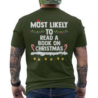 Most Likely To Read A Book On Christmas Matching Family Men's T-shirt Back Print - Seseable