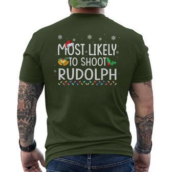 Most Likely To Shoot The Rudolph Family Christmas Men's T-shirt Back Print - Monsterry UK