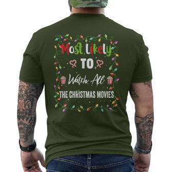 Most Likely To Watch Christmas Movie Family Matching Pjs Men's T-shirt Back Print - Monsterry DE