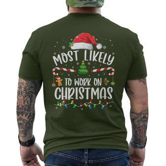 Most Likely To Work On Christmas Family Matching Pajamas Men's T-shirt Back Print - Seseable