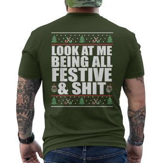 Look At Me Being All Festive & Shit Ugly Sweater Meme Men's T-shirt Back Print - Monsterry UK