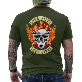 Loud Pipes Save Lives Biker Christmas Men's T-shirt Back Print - Monsterry CA