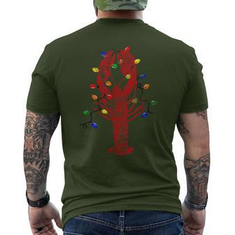 Louisiana Crawfish Christmas Lights Distressed Men's T-shirt Back Print - Monsterry AU