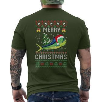 Mahi Mahi Fish Lover Xmas Tree Santa Mahi Mahi Christmas Men's T-shirt Back Print - Monsterry DE