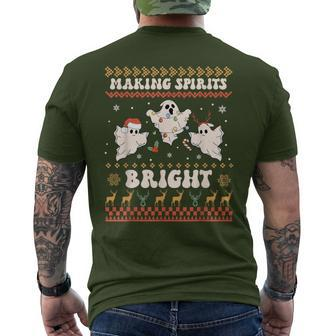 Making Spirits Bight Spooky Boo Ghost Gothic Ugly Christmas Men's T-shirt Back Print - Seseable