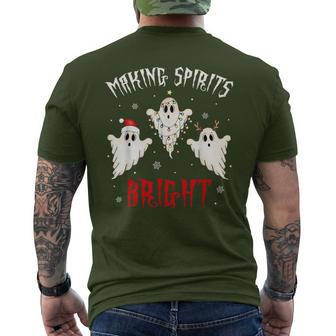 Making Spirits Bright Creepy Goth Xmas Family Holiday Pjs Men's T-shirt Back Print - Monsterry AU