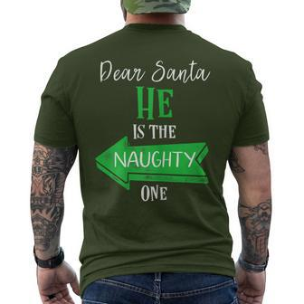 Matching Christmas Outfit For Couples He's The Naughty One Men's T-shirt Back Print - Monsterry DE