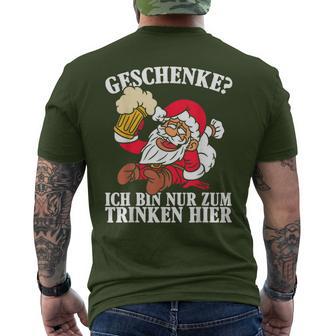 Men's Ich Bin Nur Zum Trinken Hier Christmas Black T-Shirt mit Rückendruck - Seseable