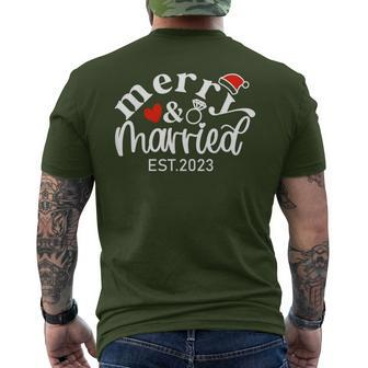Merry & Married 2023 First Christmas Couple Matching Men's T-shirt Back Print | Seseable CA