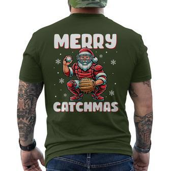 Merry Catchmas Santa Claus Baseball Catcher Xmas Christmas Men's T-shirt Back Print - Thegiftio UK