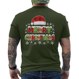 Merry Christmas Buffalo Plaid Xmas Men's T-shirt Back Print - Seseable