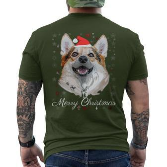 Merry Christmas Corgi Santa Dog Ugly Christmas Sweater Men's T-shirt Back Print - Monsterry
