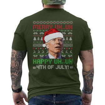 Merry Christmas Joe Biden Happy 4Th Of July Ugly Xmas Men's T-shirt Back Print - Monsterry