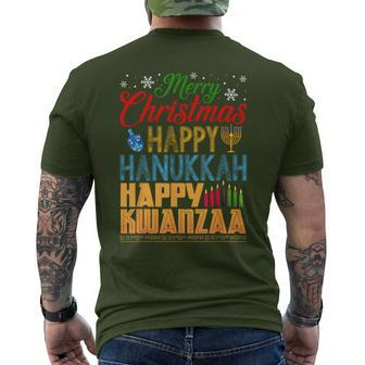 Merry Christmas Happy Hanukkah Happy Kwanzaa Men's T-shirt Back Print - Monsterry DE
