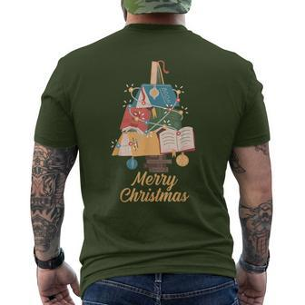 Merry Christmas Holidays Reading Book Lover Xmas Winter Time Men's T-shirt Back Print - Seseable