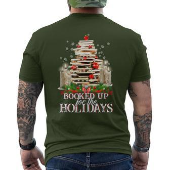 Merry Christmas Librarian Booked Up For The Holidays Men's T-shirt Back Print - Thegiftio UK