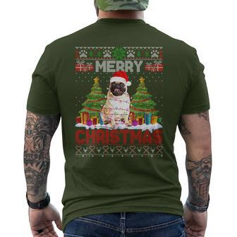 Merry Christmas Santa Light Pug Dog Family Ugly Sweater Men's T-shirt Back Print - Seseable
