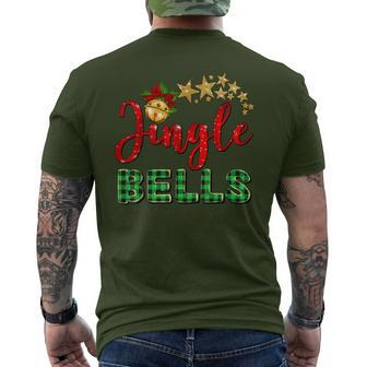 Merry Christmas Y'all Jingle Bells Red Green Buffalo Plaid Men's T-shirt Back Print - Seseable