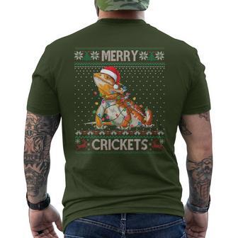 Merry Crickets Bearded Dragon Ugly Sweater Christmas Pajama Men's T-shirt Back Print - Monsterry CA