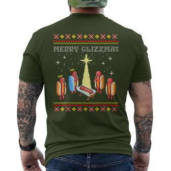 Merry Glizzmas Tacky Merry Christmas Hot Dogs Holiday Men's T-shirt Back Print | Mazezy