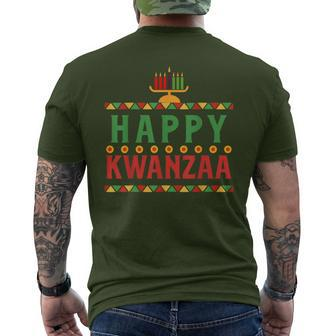 Merry Happy Kwanzaa Christmas African American Holiday Men's T-shirt Back Print | Mazezy AU