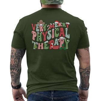 Very Merry Physical Therapy Christmas Physical Therapist Pt Men's T-shirt Back Print - Thegiftio UK