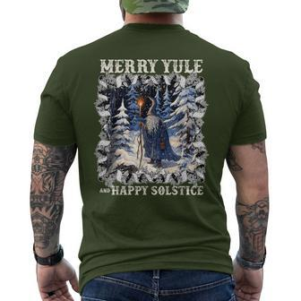 Merry Solstice Happy Yule Christmas Bird Nordic Xmas Graphic Men's T-shirt Back Print - Monsterry DE