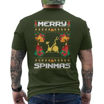 Merry Spinmas Spin-Bike Ugly Christmas Xmas Party Men's T-shirt Back Print - Monsterry UK