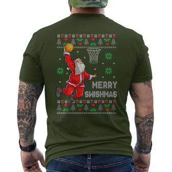 Merry Swishmas Santa Claus Christmas Basketball Lover Men's T-shirt Back Print - Seseable
