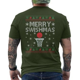 Merry Swishmas Ugly Christmas Basketball Christmas Men's T-shirt Back Print - Monsterry AU