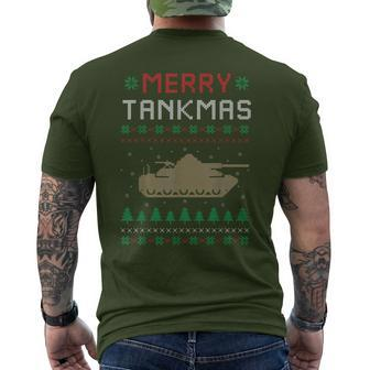 Merry Tankmas Battle Tank Military Ugly Christmas Sweater Men's T-shirt Back Print - Monsterry DE
