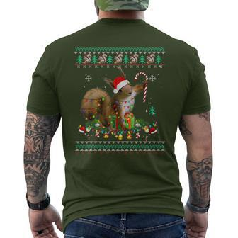 Merry Xmas Squirrel Christmas Xmas Christmas Lights Ugly Men's T-shirt Back Print - Seseable