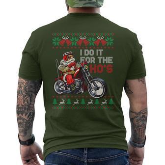 Motorcycle Santa I Do It For The Hos Ugly Christmas Sweater Men's T-shirt Back Print - Monsterry AU