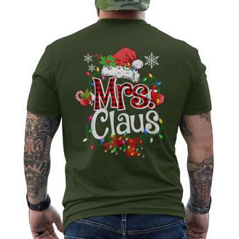 Mr And Mrs Claus Couples Santa Christmas Lights Pajamas Men's T-shirt Back Print - Seseable