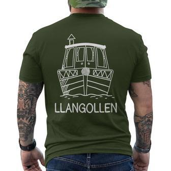 Narrowboat Canal Boat Llangollen Christmas Men's T-shirt Back Print - Seseable
