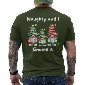 Naughty And I Gnome It Christmas Family Matching Pjs Gnome Men's T-shirt Back Print - Seseable