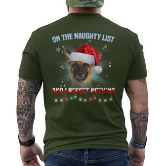 On The Naughty List And Belgian Malinois Christmas Men's T-shirt Back Print - Monsterry CA