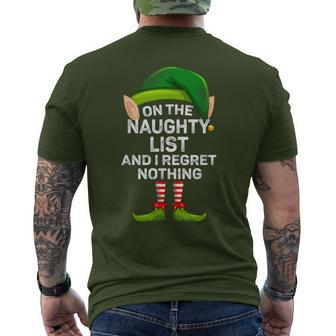 On The Naughty List And I Regret Nothing Elf Christmas Men's T-shirt Back Print - Monsterry AU