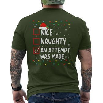 Naughty Or Nice An Attempt Was Made Christmas Men's T-shirt Back Print | Mazezy